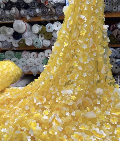 Sarı 3 Boyutlu Dantel