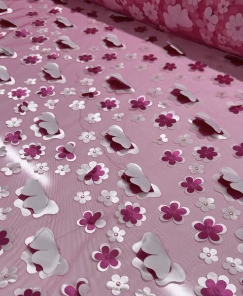 Fuşya 3 Boyutlu Dantel