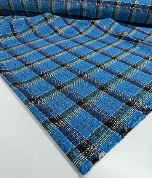 Mavi İtalyan Ekose Şanel