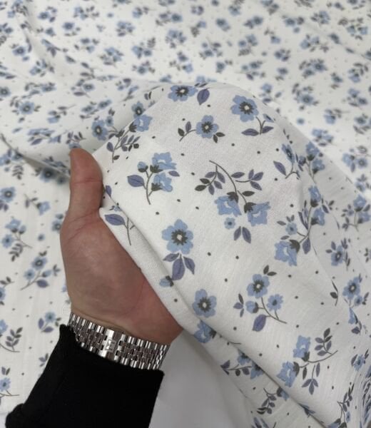 Mavi Çiçekli Müslin Bezi