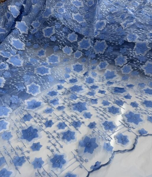 Mavi 3 Boyutlu Dantel